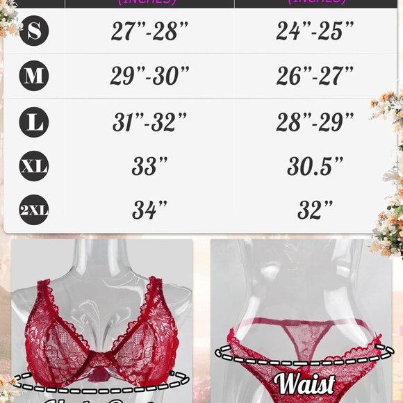 Sexy Lingerie for Women Lace V Neck Push Up Lingerie Sets - Picture 6 of 6